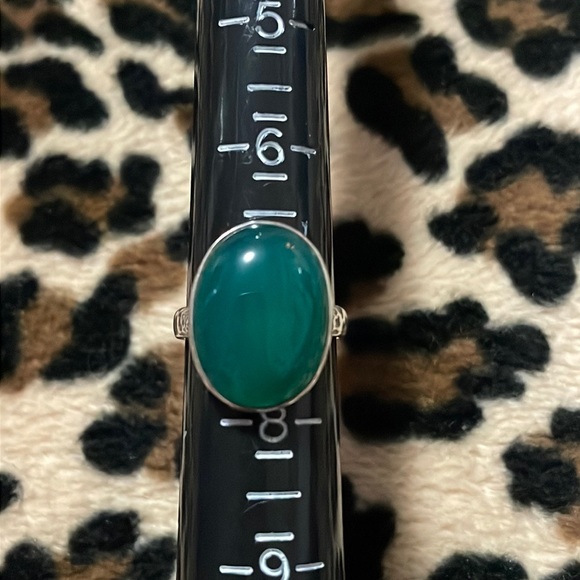 Sterling Silver Jewelry - Sterling Silver GREEN Ring Glass 💚 Jewelry 8 Boho Oval Classic Verde Fashion